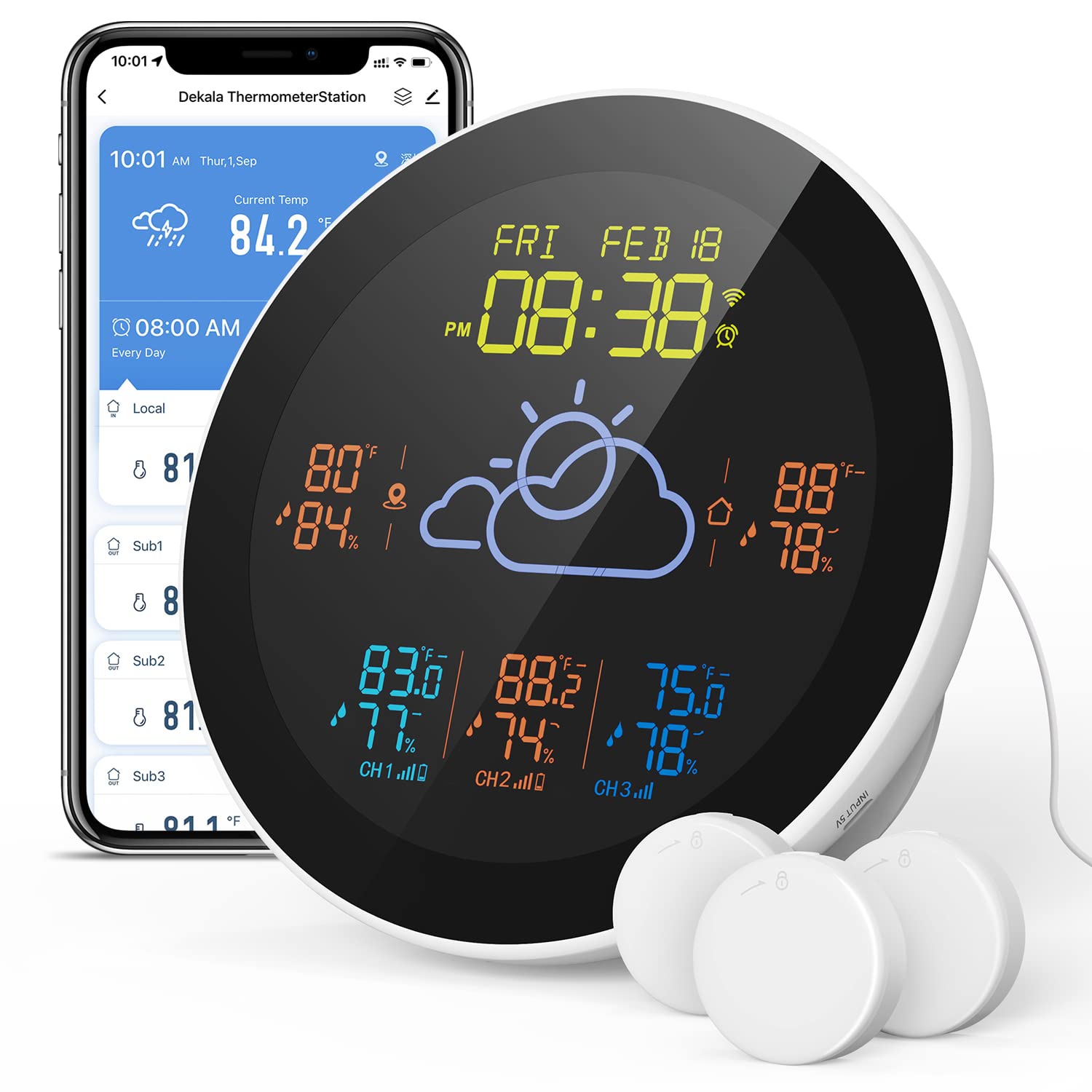 Wireless Thermometer Hygrometer with Built-In Sensor